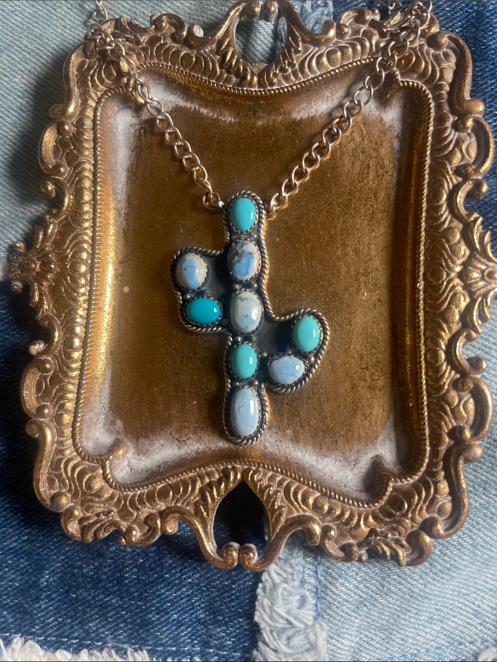 Turquoise Cactus pendant Kingman turquoise set in sterling silver